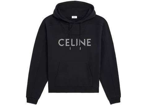 celine loose sweatshirt in cotton|Celine Loose Sweatshirt In Cotton Fleece With Studs Black/White .